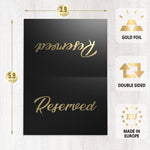 Load image into Gallery viewer, 10 Pack Black Reserved Table Signs for Wedding Gold Foil Reserved Seating Signs for Wedding Chairs Church Pews Double Sided Cardstock Reserved Signs for Tables Table Tent Reservation Cards
