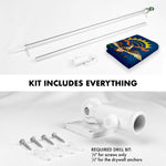 Load image into Gallery viewer, G128 Combo Pack: 6 Feet Tangle Free Spinning Flagpole (Silver) North Dakota ND State Flag 3x5 ft Printed 150D Brass Grommets (Flag Included) Aluminum Flag Pole