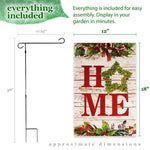 Load image into Gallery viewer, G128 Combo Pack: Garden Flag Stand Black 36 in x 16 in &amp; Garden Flag Everyday Decoration Home Wreath on Rustic Wood 12x18 DoubleSided Blockout Fabric