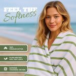 Load image into Gallery viewer, Cotton Pool Towels Oversized 30 x 60 Inch 4 Pack Ultra Absorbent and Low Lint Striped Beach Towels for Adults Stripes Design Luxury Extra Large Bath Towels Green