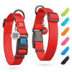 Load image into Gallery viewer, Waterproof Dog Collar Adjustable 12–19 in Neck x 1 in Wide Buckle &amp; QR Tag Red