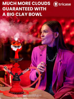 Load image into Gallery viewer, Black Red Hookah set with everything   Hookah Set 2 Hose Hookah – LilOne