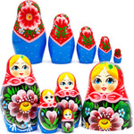 Load image into Gallery viewer, Traditional Russian Nesting Dolls Set 5 pcs Handmade Babushka Nesting Dolls with Flowers Matryoshka Doll with Flower Decororations Munecas Rusas