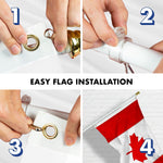 Load image into Gallery viewer, G128 Combo Pack: 5 Ft Tangle Free Aluminum Spinning Flagpole (White) &amp; Canada Canadian Flag 2.5x4 Ft, Double ToughWeave Series Double Sided Embroidered 210D Polyester  Pole with Flag Included