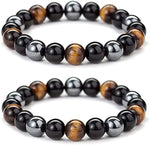 Load image into Gallery viewer, Black Obsidian Hematite Triple Protection Bracelet Blue Tiger Eye Beads Bracelets Lava Stone bracelets for Men and women 10MM or 8MM