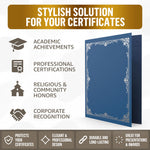 Load image into Gallery viewer, 50 Pack Premium Blue Certificate Holders 8.5 x 11 inch Heavyweight 300gsm Cardstock Diploma Holder &amp; Certificate Folder Award Certificate Folders for Graduation with Silver Foil Diploma Cover