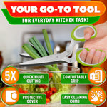 Load image into Gallery viewer, Herb Scissors with 5 Blades and Cover – Stainless Steel Herb Cutter for Fast &amp; Precise Cutting Compact Easy to Store Design – Ergonomic Handle &amp; Cleaning Brush for Quick and Comfortable Kitchen Prep
