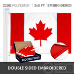 Load image into Gallery viewer, G128 Combo Pack: American USA Flag ToughWeave Series 2.5x4 Ft Single Sided &amp; Canada Canadian Flag Double Sided 2.5x4 Ft Double ToughWeave Series  Both Embroidered Polyester, Brass Grommets