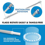 Load image into Gallery viewer, G128 Combo Pack: 6 Ft Tangle Free Spinning Flagpole (Silver) &amp; Romania Flag 3x5 Ft Printed 150D Polyester, Brass Grommets (Flag Included) Aluminum Flag Pole