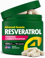 Load image into Gallery viewer, Resveratrol Supplement 1800mg with CoQ10 Quercetin Support Vitamin E  C Calcium Ascorbate Antioxidant for Enhanced Energy Heart Health &amp; Healthy Aging Support Trans Resveratrol 180 Capsules