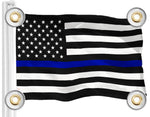 Load image into Gallery viewer, G128 Combo Pack: American USA Flag 3x5 Ft &amp; Thin Blue Line Flag 3x5 Ft  Both LiteWeave Pro Series Printed 150D Polyester, 4 Corner Brass Grommets, Perfect For Balcony/Wall