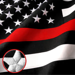 Load image into Gallery viewer, G128  Thin Red Line Flag Embroidered 2x3 FT Heavy Duty 220GSM Tough Spun Polyester U.S. American Flag Brass Grommets Honoring Fire Fighters and EMTs Black White and Red US Flag