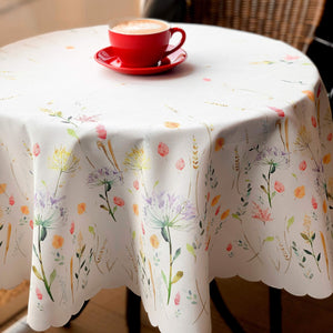 Turkish Floral Color Round 60 inch Diameter Tablecloth Non Iron Stain Resistant