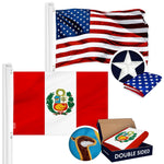 Load image into Gallery viewer, G128 Combo Pack: USA American Flag 3x5 Ft Embroidered Stars &amp; Peru (Peruvian) Flag 3x5 Ft Doublesided Embroidered 210D