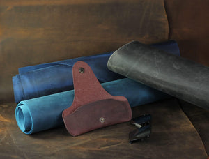Soft Leather Glasses Case Slim Eyeglass Sleeve Sunglass Pouch Maroon Brown Color