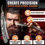 Load image into Gallery viewer, Straight Razor Carbon Steel Blade 11.4 in Secure Grip for Shaving
