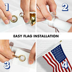 Load image into Gallery viewer, G128  5 Feet Tangle Free Spinning Flagpole (White) USA American Flag Brass Grommets Spun Polyester 2x3 ft (Flag Included) Aluminum Flag Pole