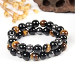 Load image into Gallery viewer, Black Obsidian Hematite Triple Protection Bracelet Blue Tiger Eye Beads Bracelets Lava Stone bracelets for Men and women 10MM or 8MM