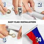 Load image into Gallery viewer, G128 Combo Pack: 5 Ft Tangle Free Spinning Flagpole (Silver) &amp; Haiti Flag 2.5x4 Ft Embroidered 220GSM Spun Polyester, Brass Grommets (Flag Included) Aluminum Flag Pole