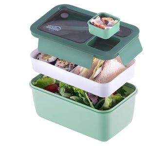 Green Bento Box Durable Premium Bento Lunch Box with Compartments 40 ounces