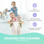 Load image into Gallery viewer, Canvas Baby Swing Wooden Hanging Swing Seat Chair with Safety Belt Durable Baby Swing Chair Outdoor and Indoor Swing for Kids Mounting Hardware Included Ivory
