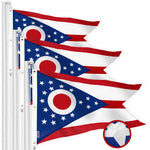Load image into Gallery viewer, G128 3 Pack: Ohio OH State Flag  5x8 Ft  StormFlyer Series Embroidered 220GSM Spun Polyester  Embroidered Design, Indoor/Outdoor, Brass Grommets, Heavy Duty, All Weather