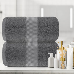 2 Pack Luxury Soft Bath Sheet Towels 650 GSM Extra Large 35x70 inch Grey Color