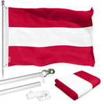 Load image into Gallery viewer, G128 Combo Pack: 6 Ft Tangle Free Spinning Flagpole (Silver) &amp; Austria Flag 3x5 Ft Printed 150D Polyester, Brass Grommets (Flag Included) Aluminum Flag Pole