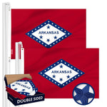 Load image into Gallery viewer, G128 2 Pack: Arkansas AR State Flag  3x5 Ft  Double ToughWeave Series Double Sided Embroidered 210D Polyester  Embroidered Design, Indoor/Outdoor, Brass Grommets, Heavy Duty, 2ply