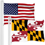 Load image into Gallery viewer, G128 Combo Pack: American USA Flag 3x5 Ft &amp; Maryland Flag 3x5 Ft, Both Printed 150D Polyester, Indoor/Outdoor, Brass Grommets