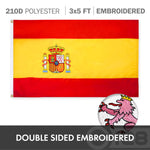 Load image into Gallery viewer, G128 Combo Pack: USA American Flag 3x5 Ft Embroidered Stars &amp; Spain (Spanish) Flag 3x5 Ft Doublesided Embroidered 210D