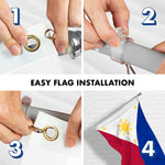 Load image into Gallery viewer, Flag Pole 6FT Silver Tangle Free &amp; Philippines Philippine Flag 3x5 Ft Combo Printed 150D Polyester By G128