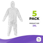 Load image into Gallery viewer, Medical Disposable Coveralls for Adults 2X Large Pack of 5 White Hazmat Suits