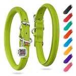 Load image into Gallery viewer, Green Rolled Leather Dog Collar Padded All Sizes 10–13 in Neck