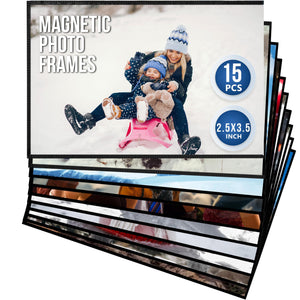 15 Pack 2.5x3.5 inch Magnetic Picture Frames for Refrigetator Wallet Small Frame