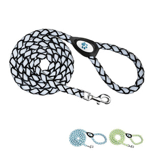Reflective Dog Leash. Heavy Duty and Durable for Large and Medium Breeds. 6 Ft Long Rope Tangle Free Braided Leash with Comfortable Handle (Black)
