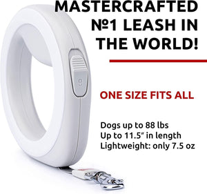 White Hands Free Retractable Dog Leash for Small Medium and Large Dogs 9.5 Ft