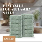 Load image into Gallery viewer, Green Washcloths Set for Body Face 12 Pack 12x12 Inch Towel Cotton Wash Cloths Bulk Spa Fingertip Wash Clothes Soft Absorbent Gym Towels