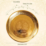 Load image into Gallery viewer, The Fine Living Co. Exquisite Gold Plated Pooja Thali Decorative Serving Plate Set of 1 for Hindu Rituals Ceremonies Puja Diwali Home Decor Festive Celebrations

