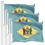 Load image into Gallery viewer, G128 3 Pack: Delaware DE State Flag  3x5 Ft  LiteWeave Pro Series Printed 150D Polyester  Indoor/Outdoor, Vibrant Colors, Brass Grommets, Thicker and More Durable Than 100D 75D Polyester
