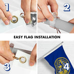 Load image into Gallery viewer, G128 Combo Pack: 6 Ft Tangle Free Spinning Flagpole (Silver) &amp; Nebraska Flag 3x5 Ft Printed 150D Polyester, Brass Grommets (Flag Included) Aluminum Flag Pole
