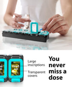 Load image into Gallery viewer, Weekly Pill Organizer 1 time a Day Pill Box 7 Day with Enhanced Waterproof Seal Large compartments Hold Big Vitamins &amp; Supplements Upgraded Locking lids for Home &amp; Travel use Durable Hard case
