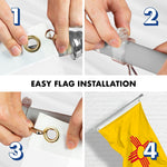 Load image into Gallery viewer, G128 Combo Pack: 6 Feet Tangle Free Spinning Flagpole (Silver) New Mexico NM State Flag 3x5 ft Printed 150D Brass Grommets (Flag Included) Aluminum Flag Pole