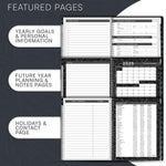 Load image into Gallery viewer, Aesthetic Planner Academic Year July 2024 June 2025 8.5 x11 with Weekly and Monthly Calendar pages Daily Planner for Office Teacher Student Work (Black)
