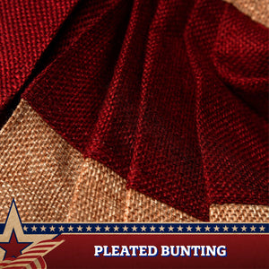 USA Tea Stained Pleated Fan Flag 2x4FT Burlap Embroidered Polyester Stars and Stripes