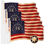 Load image into Gallery viewer, 3 Pack: Bennington 76 TeaStained Flag 2.5x4 Ft ToughWeave Pro Series Embroidered 420D Polyester Historical Flag, Embroidered Design, Indoor/Outdoor, Brass Grommets, High Quality
