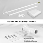 Load image into Gallery viewer, G128 Combo Pack: 5 Ft Tangle Free Aluminum Spinning Flagpole (White) &amp; Solid White Color Flag 2.5x4 Ft, LiteWeave Pro Series Printed 150D Polyester  Pole with Flag Included