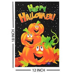 Load image into Gallery viewer, G128  Halloween Garden Flag, Happy Halloween Quote with Pumpkins Garden Yard Decorations,   12x18 Inch  Printed 150D Polyester  Rustic Holiday Seasonal Outdoor Flag