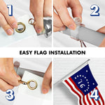 Load image into Gallery viewer, G128 Combo Pack: 6 Ft Tangle Free Aluminum Spinning Flagpole (Silver) &amp; Bennington 76 Flag 3x5 Ft, ToughWeave Series Embroidered 300D Polyester  Pole with Flag Included