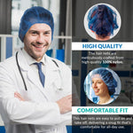 Load image into Gallery viewer, Disposable Hair Net for Men Women 21  Disposable Hair Net for Men Women 21 inch Pack of 100 Dark Blue Hair Covers for Nurses Polypropylene Bouffant Hair Nets with Stretch Band Disposable Hair Caps for Nurses and Chefs